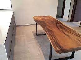 Suar Wood Dining Table With Black Metal Legs Wood Slab Metal Base Dining Table Wood Table