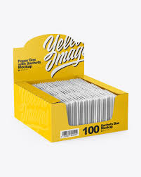 Download Display Box With Sachets Mockup In Box Mockups On Yellow Images Object Mockups PSD Mockup Templates