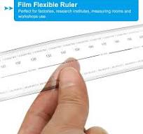 Uxcell Film Flexible Ruler 100cm 0.1mm Scale with R Angle and Width Lines  Clear PET Plastic Folding Straight Ruler for Factory, Transparent, 1 Pcs