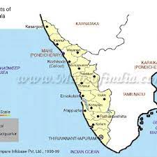 If you look closely towards the top right corner, you will find that it does border tamil nadu, even if ever so slightly. Map Of Kerala With Its Boundaries And Various Districts Source Download Scientific Diagram
