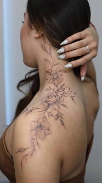 Shoulder Flower Tattoos For Women