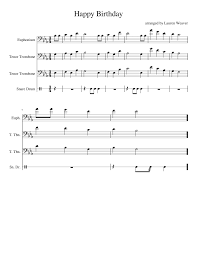 The below happy birthday keyboard notes can be learnt in just a day in digital sheet music using piano instruments. Happy Birthday Sheet Music For Snare Drum Euphonium Trombone Tenor Mixed Quartet Musescore Com