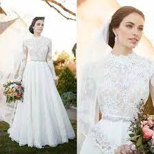 High Neck Vintage Lace Wedding Dresses 2017 Appliques Illusion Long Sleeve Wedding Dresses Wi Gaun Pengantin Sederhana Baju Model Lama Gaun Pengantin Berlengan