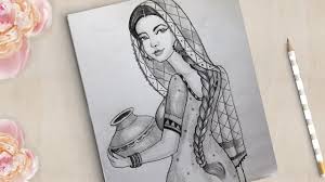 Pin On Traditional Indian Girl Drawing