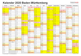 Mit dem ferienkalender können sie ihren urlaub in den ferien der kinder ganz einfach planen. Kalender 2020 Baden Wurttemberg Ferien Feiertage Excel Vorlagen