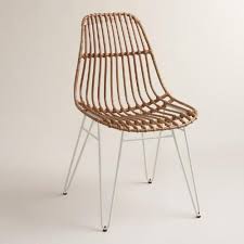 Rattan Flynn Hairpin Dining Chairs With White Legs Set Of 2 Dining Room Chairs Upholstered Rattan Chair World Market Dining Chairs
