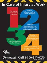 Wsib In Case Of Injury At Work Poster Health And Safety Poster Workplace Safety Bulletin Boards Workplace Safety