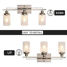 Shop our brushed nickel sconces selection from the world's finest dealers on 1stdibs. Sivilynus 3 Lights Bathroom Light Fixtures Brushed Nickel Vanity Lights For Bathroom Sconces Wall Lighting With Clear Glass Shade For Hallway Kitchen Bedroom Living Room Pricepulse