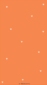 Orange Background With White Small Hearts Orange Tapete Iphone Wallpaper Herbst Halloween Hintergrund