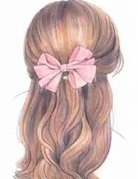 Pink Ribbon And Brown Hair Drawing How To Draw Hair Pretty Drawings Girl Drawing