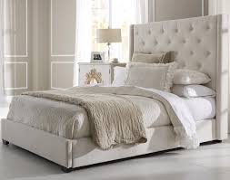 Beige Linen Bed Queen Upholstered Bed Fabric Upholstered Bed Upholstered Beds