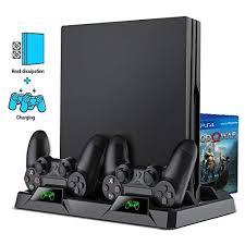 Ps4 Vertical Stand Cooling Fan Beboncool Ps4 Slim Pro Stand Cooler With Dual Controller Charge Station 16 Ps5 In 2020 Ps4 Vertical Stand Game Storage Playstation