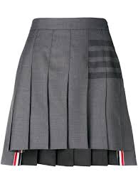 Black And White Pleated Mini Skirt Thom Browne 4 Bar Pleated Mini Skirt Grey In 2020 Pleated Mini Skirt Mini Skirts Skirt Design
