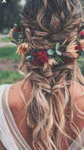 Boho Flower Crown With A Loose Pretty Braid Wedding Hair Inspiration Flowers In Hair Wedding Hairstyles Bride