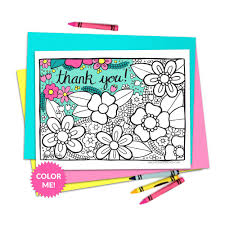 Here are a few adult coloring pages for teachers who need to shed a little stress. Printable Thank You Flowers Coloring Page Teacher Thanks Etsy