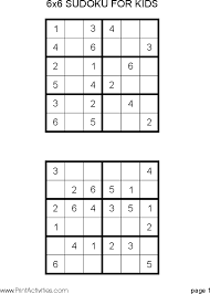 There are 6 super easy sudoku puzzles that can be printed out separately. Easy 6x6 Sudoku Puzzles With Answers
