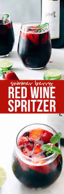 Summer Berry Red Wine Spritzer Wine Cocktail Recipe Strawberry Blackberry Blueberries Low Calorie Wine Cocktail Recipes Wine Spritzer Red Wine Spritzer