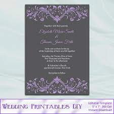 Purple And Gray Wedding Invitation By Weddingprintablesdiy On Etsy Black Wedding Invitations Purple Wedding Invitations Grey Wedding Invitations