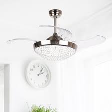 Carro striker 52 in indoor outdoor black smart ceiling fan dimmable led light and remote works with alexa google home siri s525h l13 b5 1 the depot. Dimmable Light 46 Inch Foldable 4 Blades Crystal Fandelier Ceiling Fan Overstock 19738467