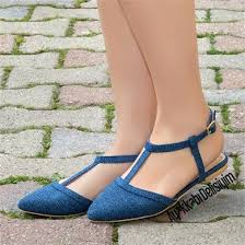 Cansoli Kot Arkasi Acik Babet Flats Jean Babetler Sandalet Ayakkabilar