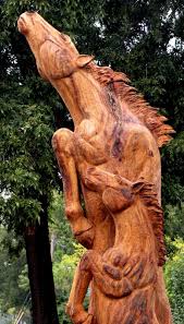 Tulsa Gentleman Chainsaw Carving Wild Horses Chainsaw Carving Wood Carving Art Horse Sculpture