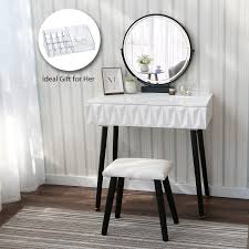 Check out our vanity table selection for the very best in unique or custom, handmade pieces from our furniture shops. Elecwish Makeup Vanity Set With Adjustable Led Light Touch Screen Mirror Dressing Table 2 Drawers Wooden Desk Stool Set Black White Walmart Com Walmart Com