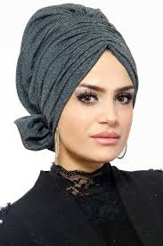 Aise Tesettur Gece Mavi Hazir Turban Modelleri Basortusu Modelleme Yeni Moda