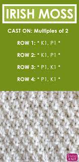 Irish moss stitch knitting pattern. Irish Moss Stitch Knitting Pattern Moss Stitch Pattern Irish Moss Stitch Knitting Stiches