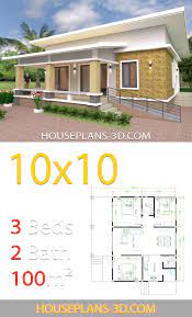 House Design 10x10 With 3 Bedrooms Full Interior House Plans 3d Architectural House Plans My House Plans House Plans