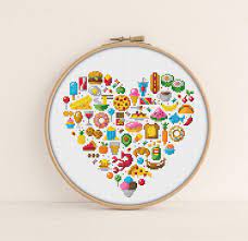 A list of cross stitch patterns and cross stitch kits available at everything cross stitch. Food Cross Stitch Pattern Pdf Pattern Colourful Cross Etsy Colourful Cross Stitch Cross Stitch Embroidery Cross Stitch Heart