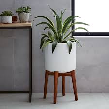 Mid Century Turned Leg Standing Planters Solid Planter Stand Wood Planters Indoor Planters
