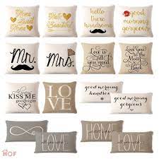 His And Her Throw Pillow Case Love Wedding Valentine Gift Present Cushion Cover Pillow Cases Diy Throw Pillow Diy Diy Pillows