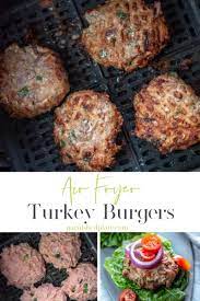 Remove and dress on a bun as you'd like. Air Fryer Turkey Burgers Garnished Plate