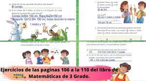 Libro de matemáticas para 1ro, 2do, 3ero grado primaria en pdf. Ejercicios De Las Paginas 106 A La 110 Del Libro De Matematicas De 3 Grado Youtube
