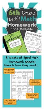 6th Grade Math Review Quizzes 6th Grade Math Homework 1st Quarter Math Homework Sixth Grade Math Spiral Math