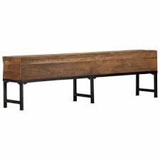 Zoom sur ce banc bibliothèque bibliothèque avec niches de rangements et tiroir coulissant. Banc Industriel 160 Cm Bois Massif Recycle Tenon
