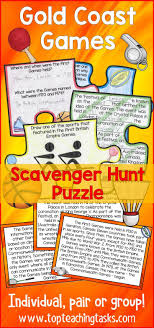 Commonwealth Games Scavenger Hunt Puzzle Activity Free Updates Commonwealth Games Higher Order Thinking Skills Spelling Resources
