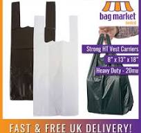 T Shirt Bag Plastic Vest Carrier Bags Wholesale Small Black White S2  Plastic Bags Heavy Duty Carriers, Bottles