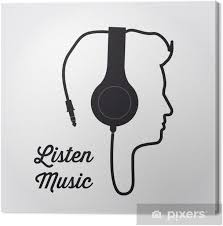 Tableau Sur Toile Profil Silhouette Homme Avec Casque Vecteur De Musique Pixers Nous Vivons Pour Changer