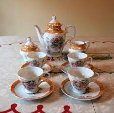 Vintage Floral Small Tea Cup Set 11 Piece Demitasse Set Japan Lusterware Tea Set Small Tea Cups Tea Cups Small Tea