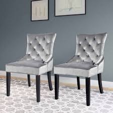 Corliving Antonio Velvet Accent Chair Soft Grey Set Of 2 Walmart Com Accent Chair Set Accent Chairs For Living Room Upholstered Side Chair