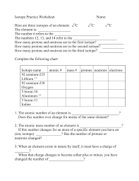 Isotope Practice Worksheet