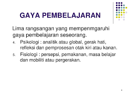 Gregorc (1979) mentakrifkaan gaya pembelajaran sebagai tingkah laku yang dimanifestasikan oleh seseorang individu apabila menggunakan mindanya berinteraksi dengan persekitaran, kemudian mengumpul dan memproses maklumat daripadanya. Gaya Pembelajaran Kalaiselvan A L Patcheyapan Ppt Download