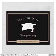 Elegant Black Gold Graduation Save The Date Announcement Postcard Zazzle Com