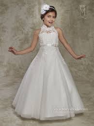 Halter Tulle And Lace A Line Flower Girl Dress With High Neck Bow Belt With Beading Ac Ivory Flower Girl Dresses Flower Girl Dresses Flower Girl Dresses Tulle