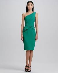 David Meister One Shoulder Side Ruffle Cocktail Dress Dresses Green Cocktail Dress Cocktail Dress