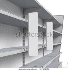 Set Of Empty Shelves With Shelf Stopper In Supermarket 3d Rendering Shelves Supermarket Shelf Decor