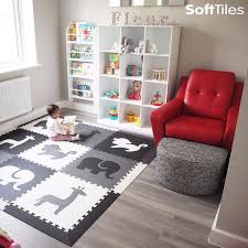 Black And White Kids Play Room Softtiles Safari Animals Kids Foam Play Mat 6 5 X 6 5 Feet Black Gray White In 2020 Playroom Flooring Kids Playroom Flooring Baby Playroom