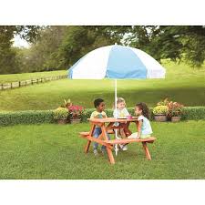 Sizzlin Cool Sunny Cedar Wooden Picnic Table With Umbrella Toys R Us Toys R Us Wooden Picnic Tables Kids Wooden Picnic Table Picnic Table With Umbrella