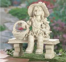 Sweet Little Girl On Bench Garden Statue Figurine Lawn Ornament Yard Decor Outdoor Statues Garden Statues Garden Girls